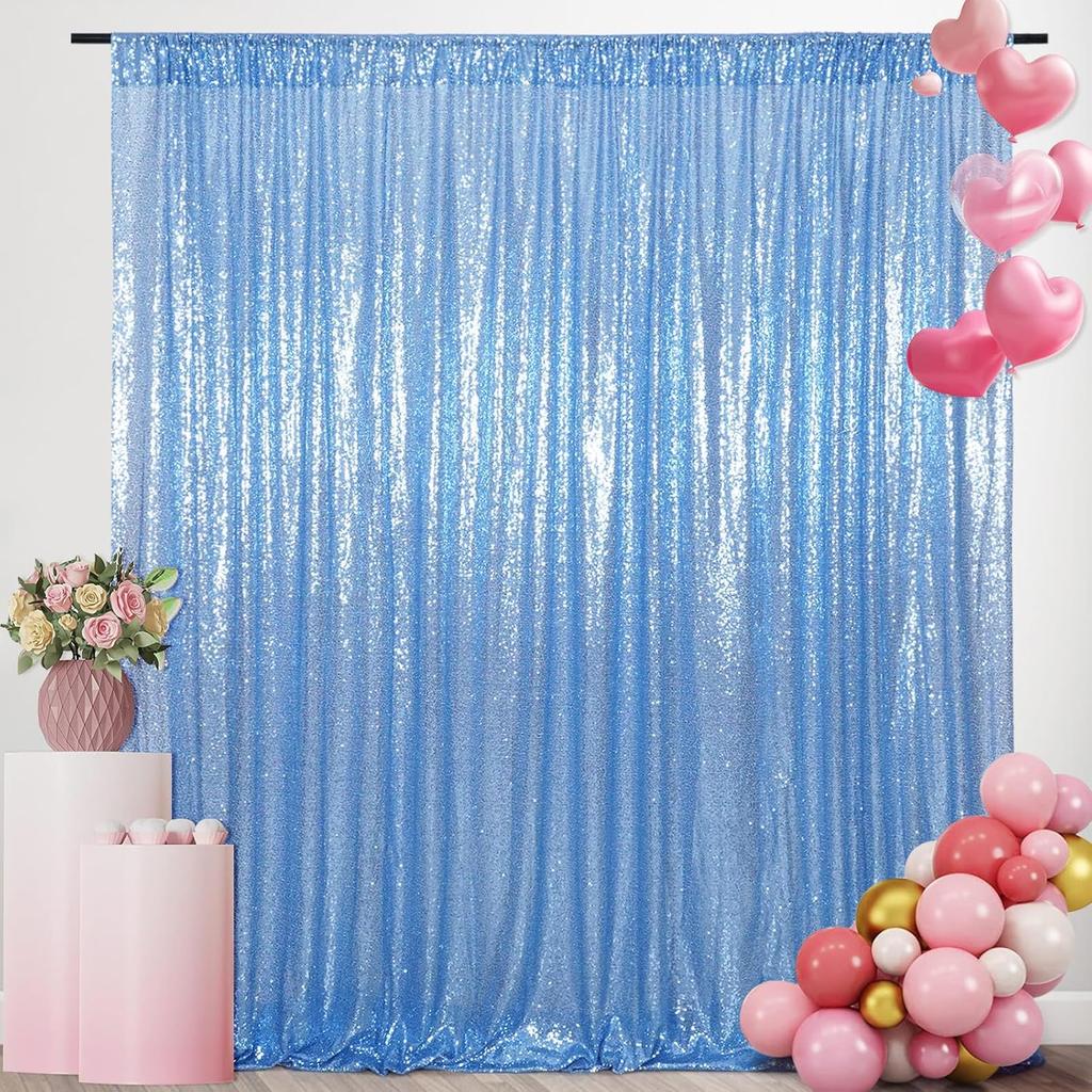 4x10FT Silver Sequin Photo Backdrop Curtain for Birthday Wedding Engagement Baby Shower Bachelorette Christmas Party Decorations