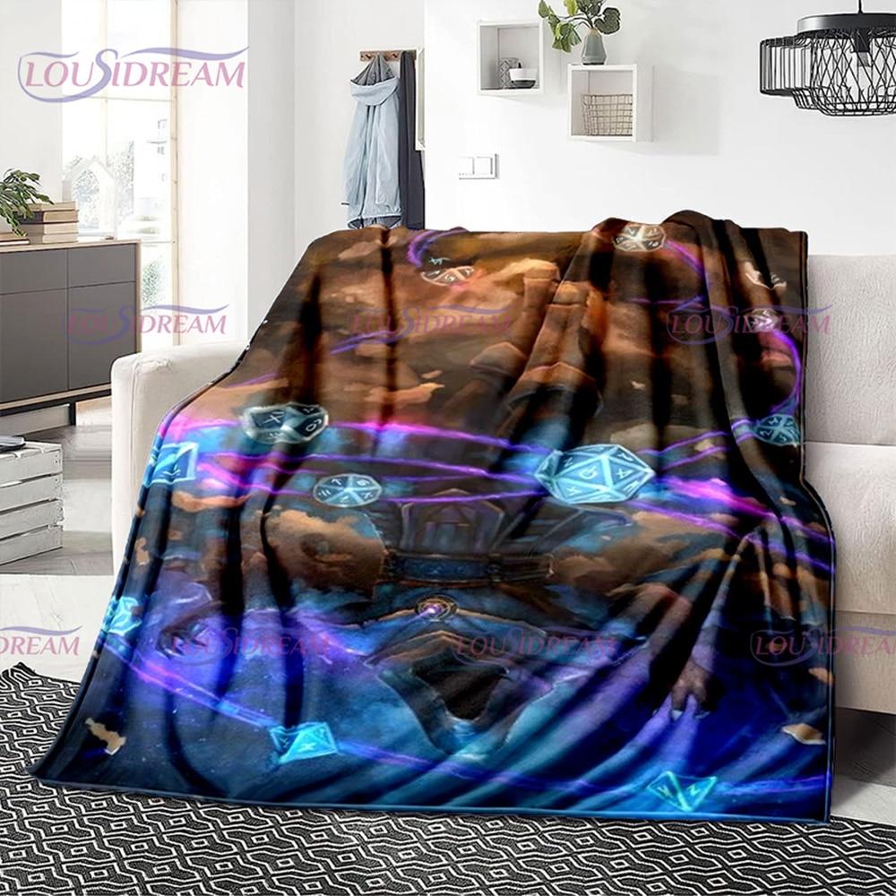 Buntes Geometrie-Muster, Klimaanlage, Flanelldecke, Bürozimmer, warm und bequem, Sofa, D20, Würfel-bedruckte Decke, Geschenk