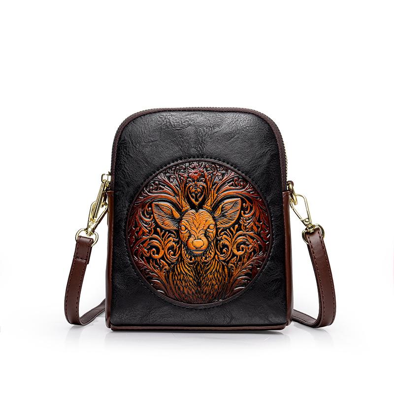 

Сумка для мобильного телефона Новая повседневная женская сумка через плечо Сумка-мессенджер в стиле ретро Маленькая квадратная сумка Мобильный телефон чёрный