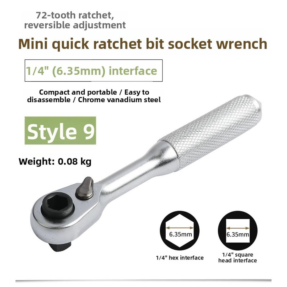 Mini Ratchet Screwdriver Set 1/4 Inch 72 Teeth Quick Release Bit Holder Elbow Bidirectional Ratchet Hand Repair Tools