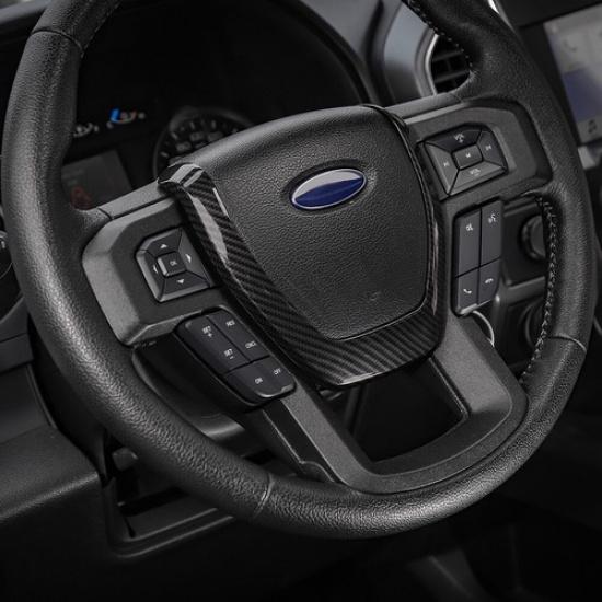 Carbon Fiber Steering Wheel Frame Decor Cover Trim For Ford F150 15+ Accessories