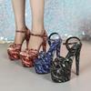 Nightclub Sex Women's Shoes Waterproof Table Roman Fish Mouth Lady Outer High Heel