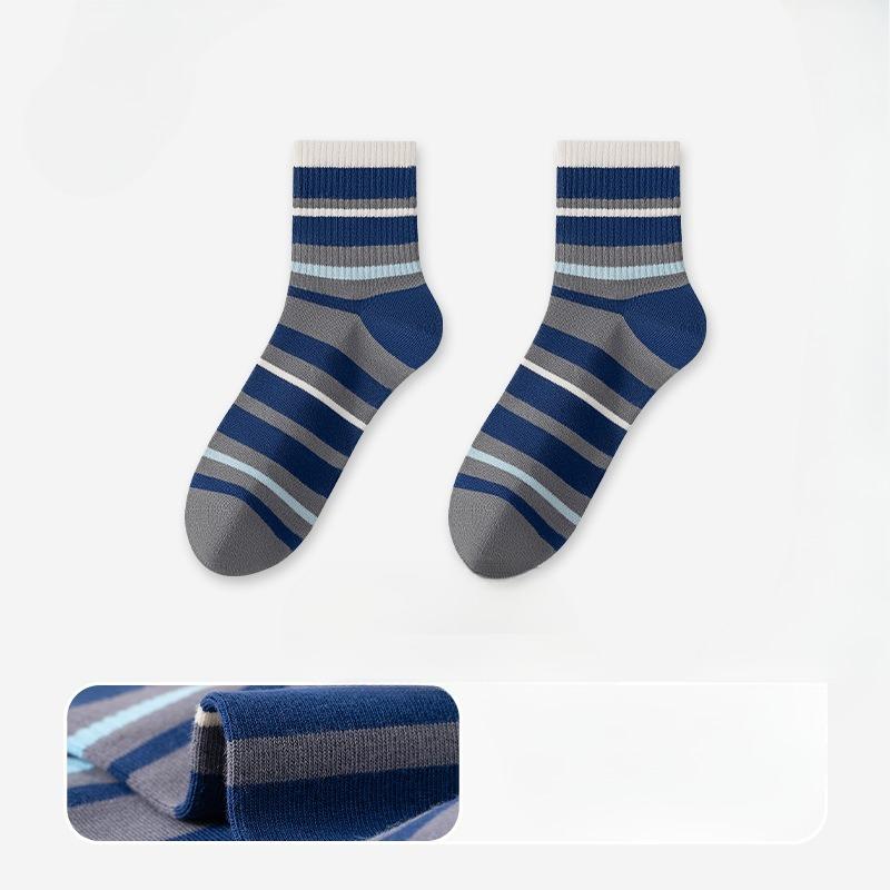 Male Autumn Leisure Stripe 10 Class A Antibacterial Deodorizes Abrasion Resistance To Pilling Is Boneless Sports Socks