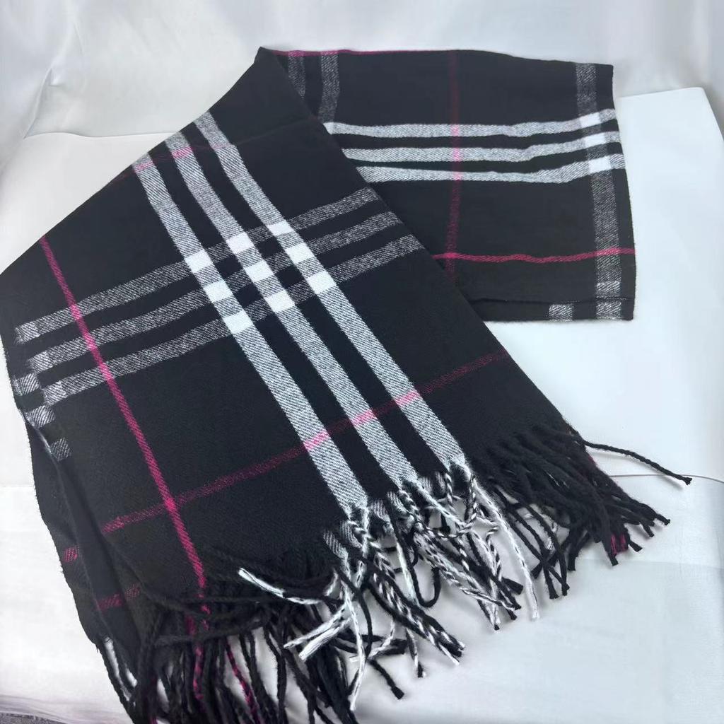 Kostkovaná kašmírová šála Hřejivý nákrčník Japonský Korejský styl Módní třásně Podzimní Zimní šála Šátek