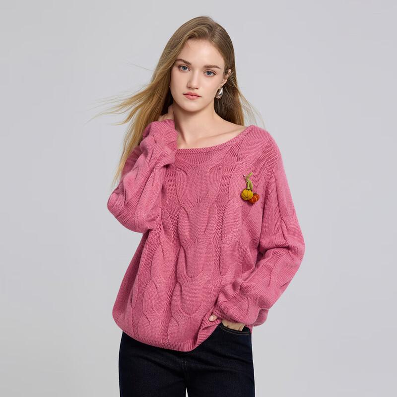 

She-Picture Playful Pumpkin Cable Knit Sweater One Size