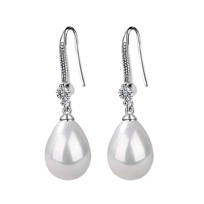 Korean Trend Zircon Imitation Pearl Drop Shape Dangle Earrings for Women Fashion Statement Hook Earring Jewelry Accessories