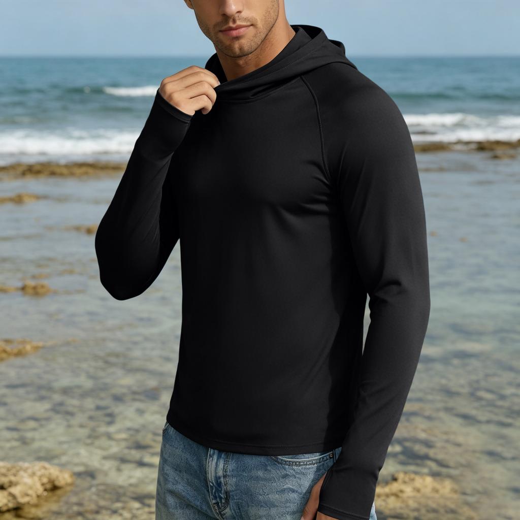 Herren UPF50 Plus Sonnenschutz Hoodie Schnelltrocknend Langarm Leichter Pullover für Outdoor-Aktivitäten Sport Reisen
