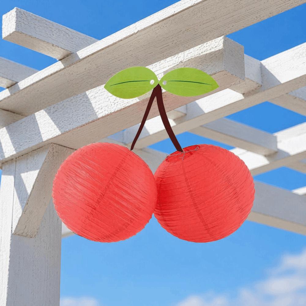 Home Pendant 8/12 Inch Cherry Paper Lantern Foldable Handmade DIY Prop Lantern Fruit Theme Hanging Lampion Kindergarten