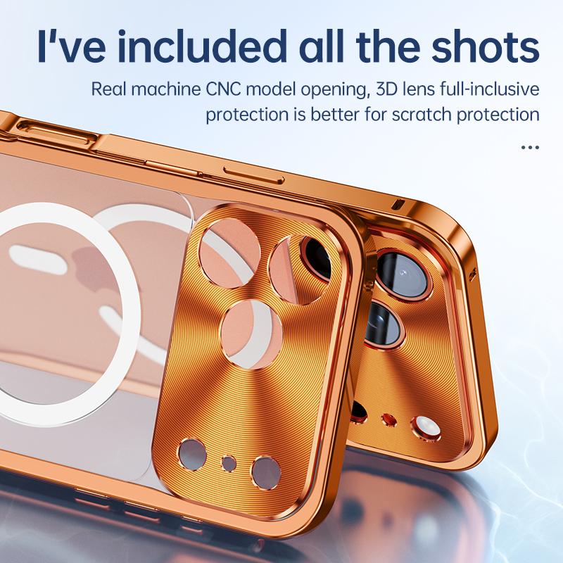 Metal frame magnetic Phone Case For iPhone 17 12 13 14 15 16 Pro Max Aluminum alloy Full Lens Protection Cover For iPhone 16 Plating Metal Back Case