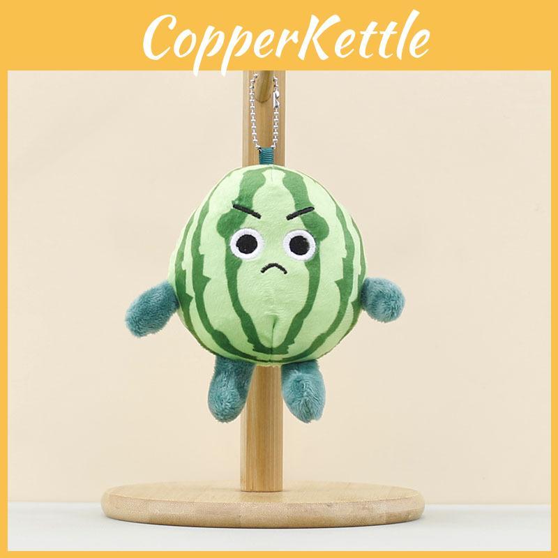 Watermelon Plushie Keyring With Embroid Smiling And Frowning Expressions Design