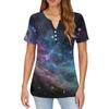 Women's T Shirt Print Button Short Sleeve Daily Weekend Fashion Basic V, Neck Regular Top