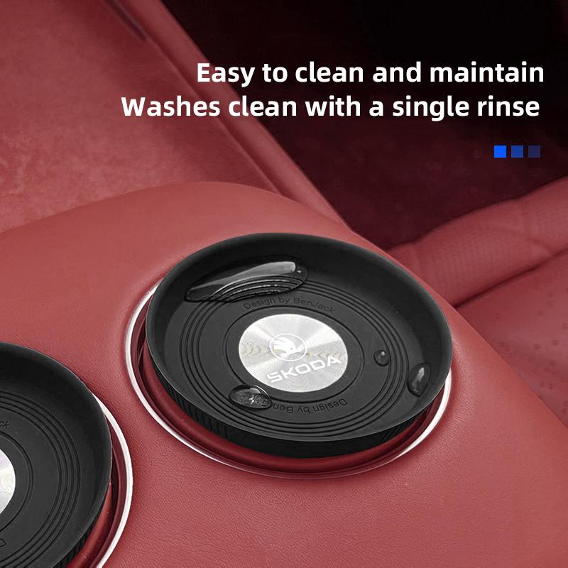 2Pcs Car Anti-slip Silicone Coaster Water Cup Non Slip Pad Headrest For Skoda Octavia Kylaq Superb Yeti Elroq Kodiaq Scala Rapid