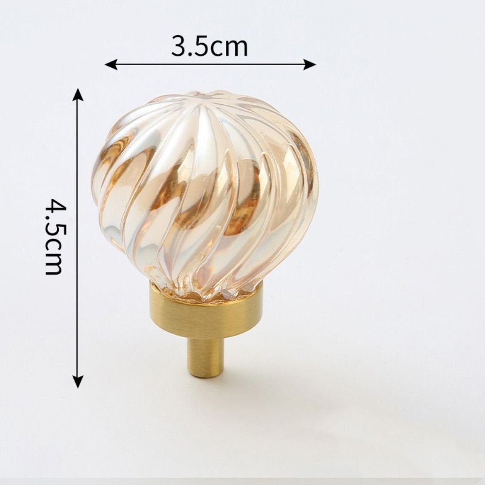 Gold Base Kitchen Cabinet Knobs Champagne / Transparent Wardrobe Handles Cabinet Door