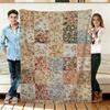 Vintage Floral Patchwork Flannel Blanket Soft Cozy Throws Napping Travel Use