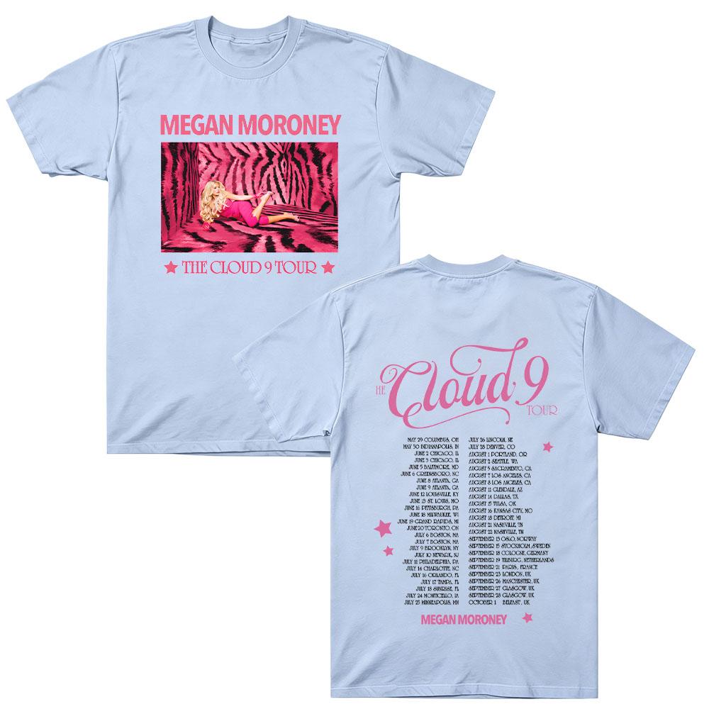 Megan Moroney Cloud 9 Photo Tour Tee Cotton Short Sleeve Round Neck Graphic Print Unisex Casual Fan Gift Comfortable Clothes Y2K