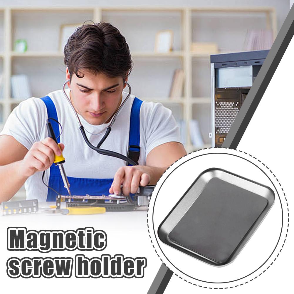 Aluminum Alloy Magnetic Screw Tray Metal Small Parts Storage Box Tray DIY Tools Anti-Loss Screw Tray Tool