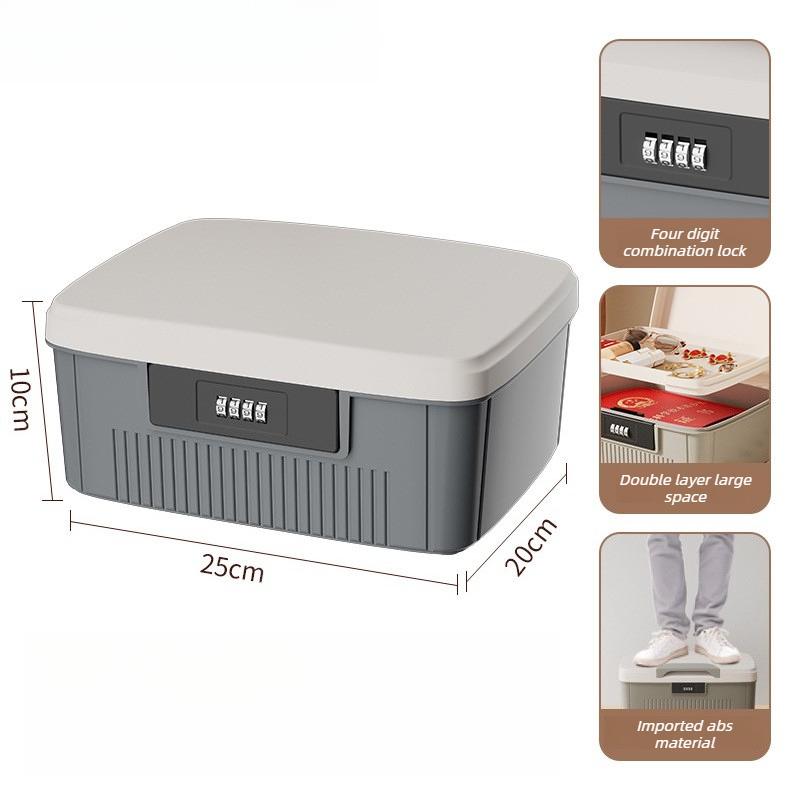 

Password Storage Box Office File Storage Bins Bedroom Large Capacity Medicine Box with Lock Modern Home Storage Accessories серый