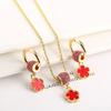Luxury shiny Zirconia Earrings for women Fashion Five-leaf Flower Earrings Necklace set Classic women's party jewelry Shamrock