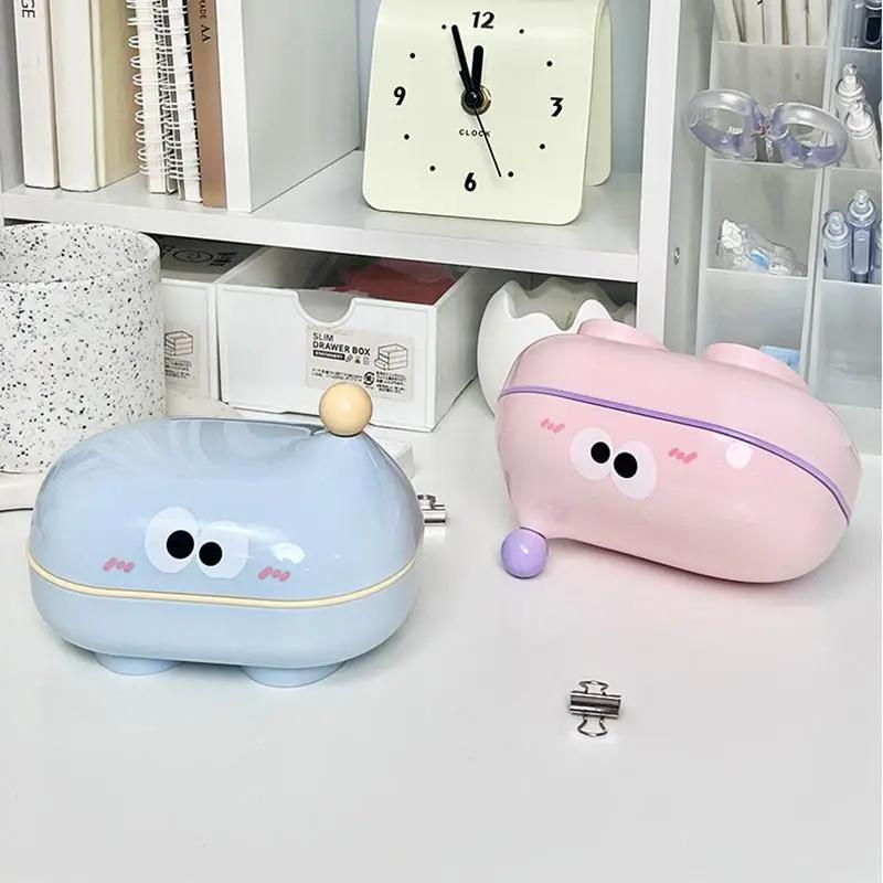Creative Cute Countertop Soap Box with Lid Portable Double Layer Drainage Bathroom Storage Box Household Organizer