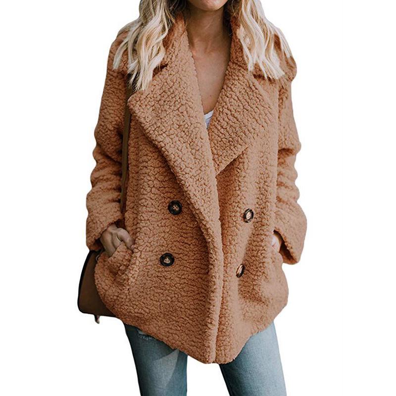 

Women s Plush Button Up Lapel Pocket Jacket Autumn Winter Warm Faux Fur Coat Artificial Fluffy Fleece Optional Plus Size Jacket Female Clothing 3XL дубильна кора