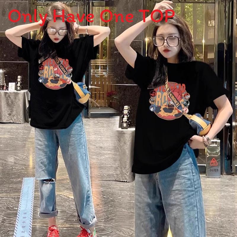 Streetwear T Shirt For Women With Cotton Fabric And Vintage Print For Casual Spring Summer Wear
