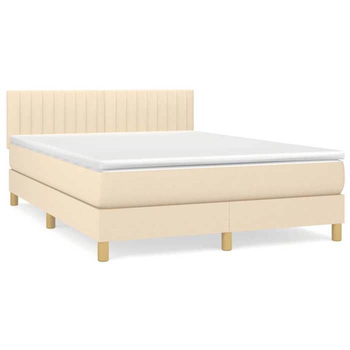 Maison Exclusive - Sommier à lattes de lit avec matelas Crème 140x200 cm Tissu