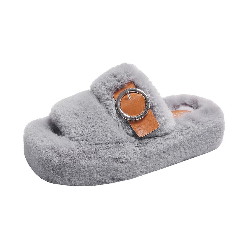 Fashion Women House Slippers 2025 New Designer Plush Slippers Summer Home Furry Fur Slides Women Luxury Slip on Platform Shoes Female