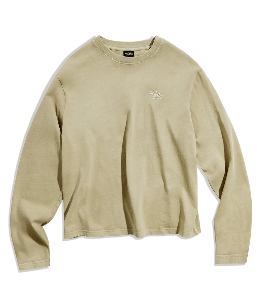 Peullukeu Signature Logo Pigment Crop Long Sleeve Beige Flt719