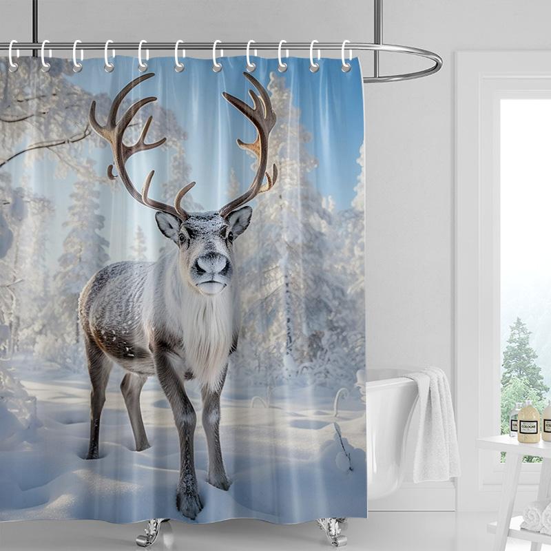 

Украшение дома шторки для душа для ванной водонепроницаемая шторная ткань Современный скандинавский стиль Гостиная С Рождеством зимний 120x180cm