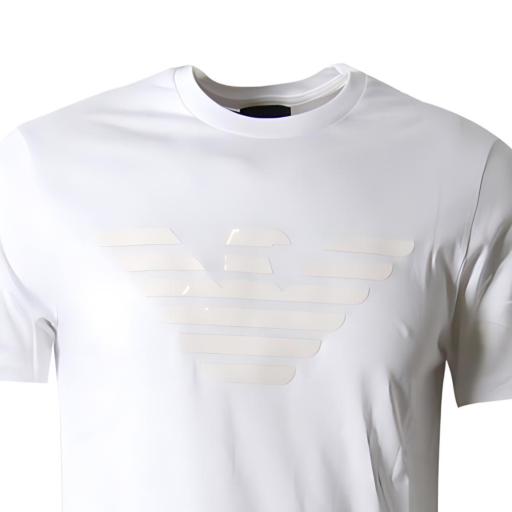 Emporio Armani Logo Print Crew Neck Short Sleeve T-Shirt Men Tops White 3G1T92-1J00Z-0134