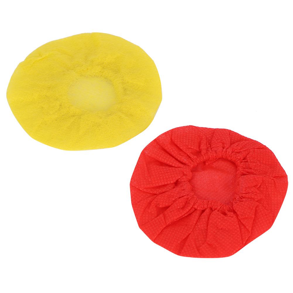 100 Stück Einweg-Vlies-Mikrofonabdeckung Zubehör für KTV Bühne Interview Zubehör(Rot und gelb )