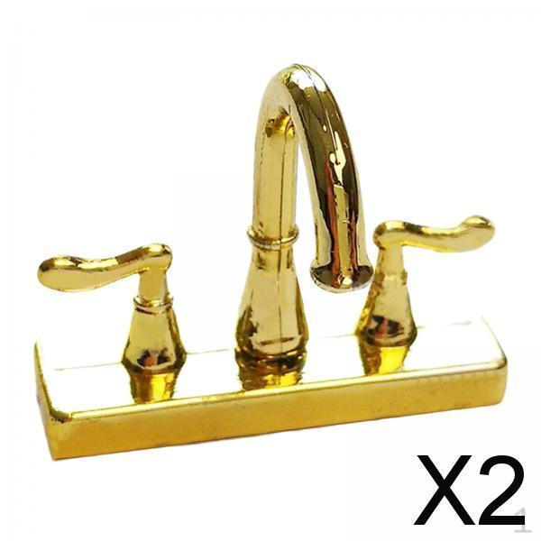 

2xDollhouse Miniature Bathtub Faucet Mixer Tap for Dollhouse Kitchen Decor