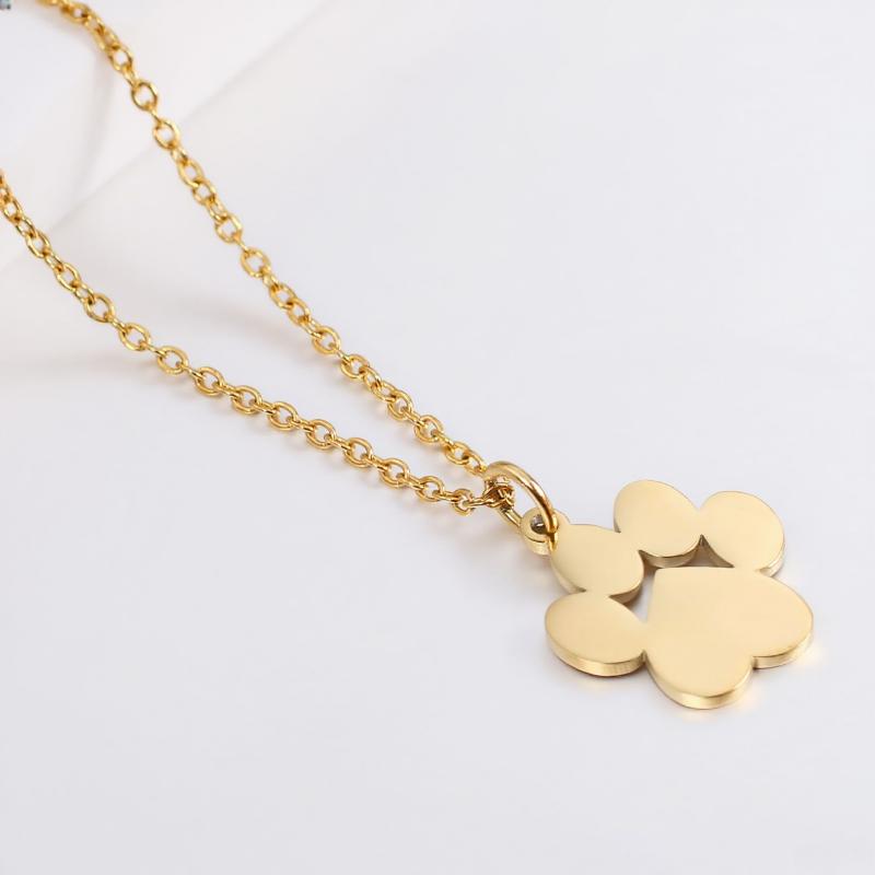 Stainless Steel Cat Paw Pendant Necklace Animal Paw Charm Choker Necklace Cat Paw Print Necklace Women Jewelry Simple Design