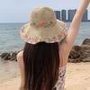 Women's Summer Foldable Sun Hat Floppy Travel Beach Cap Wide Brim Beach Bucket Hat with Colorful Woven Pattern