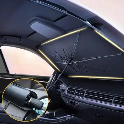 Car Sunshade Umbrella-style Front Glass Silver Glue Sunscreen Heat Insulation Cloth Uv Resistant Folding Umbrella Tools Amagi