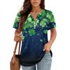 Damen T-Shirt Tee Print Knopf Kurzarm Täglich Wochenende Mode Basic V-Ausschnitt Reguläres Oberteil St. Patrick's Day