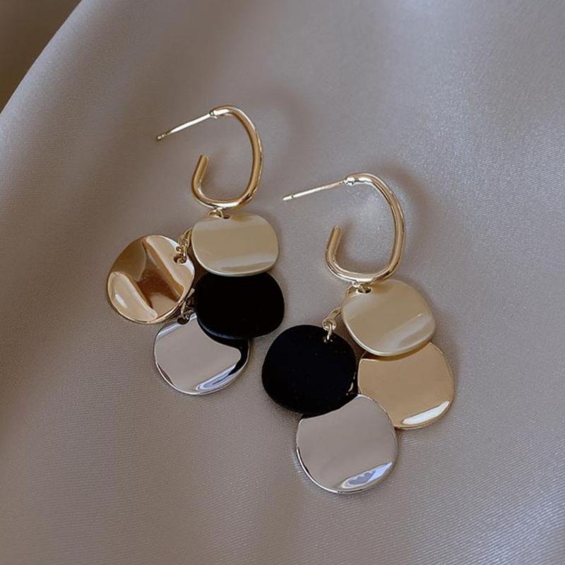 Metal Disc Drop Earrings For Women Girls Holiday Party Gift Geometric Ear Accessories Fashion Jewelry Luxury Earrings