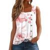 Women's Fashion Casual Basic Pleated Plain Button Square Collar Sleeveless Vest Print Summer Tank Tops