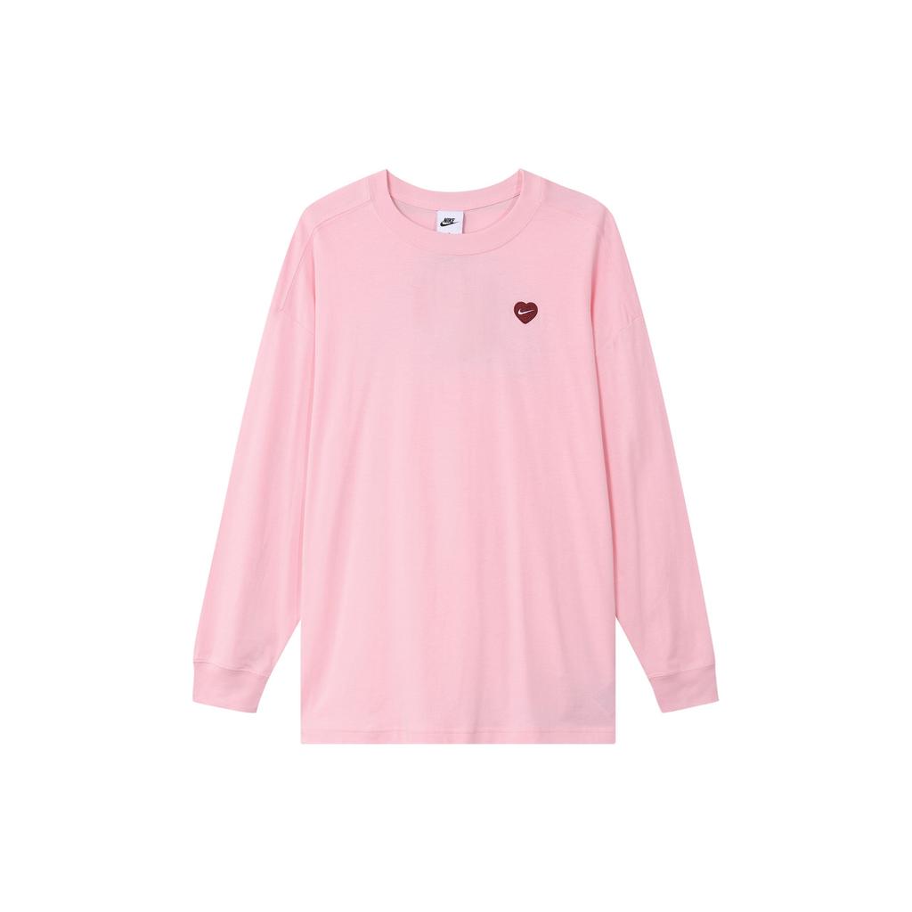 Nike Valentines Day Series Printed Back Round Neck Pullover Long Sleeve T-Shirt Women Tops Pink FD9933-690