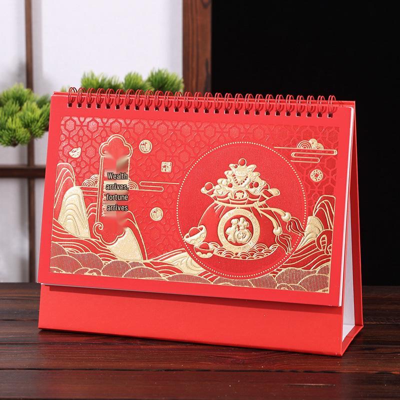 2026 Chinese Style Year of the Horse Red Desk Calendar – Creative Cut-out Design
