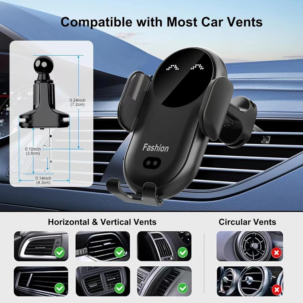 Wireless Car Charger, Phone Holder for Car Wireless Charger Fast Charger Smart Sensor Air Vent, Automatic Clamping Phone Holder