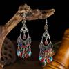 Vintage Delicate Flower Boho Drop Dangle Earrings For Women Retro Bohemian Rhinestone Crystal Wedding Earrings Pendientes Mujer