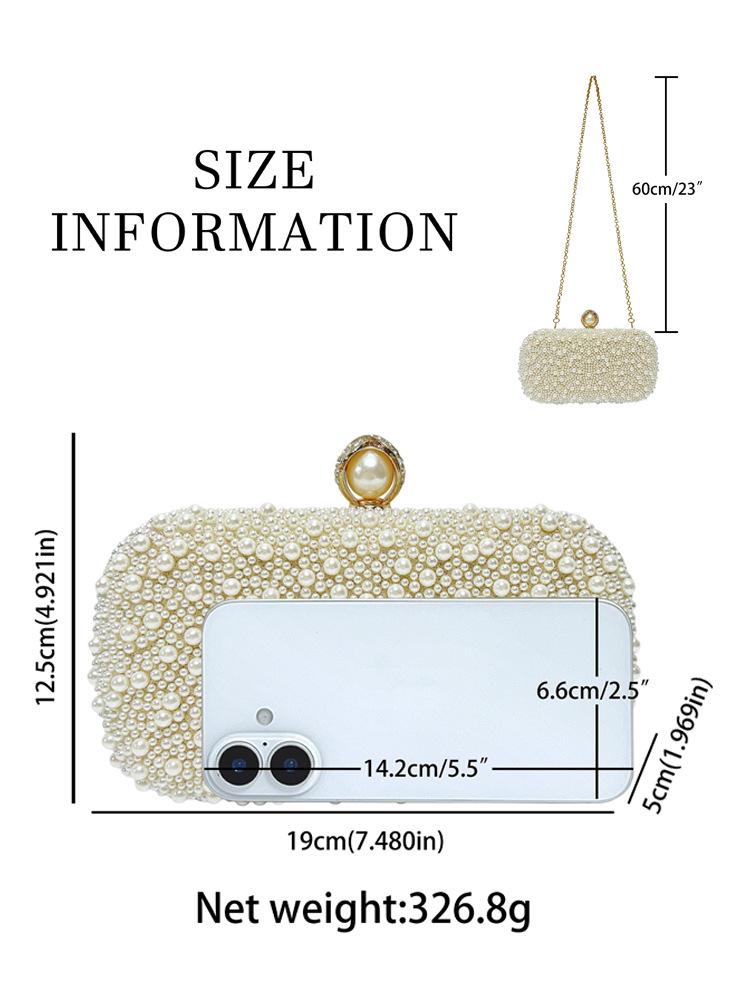 Elegant Pearl Evening Clutch Women's Luxury Chain Crossbody Handbag