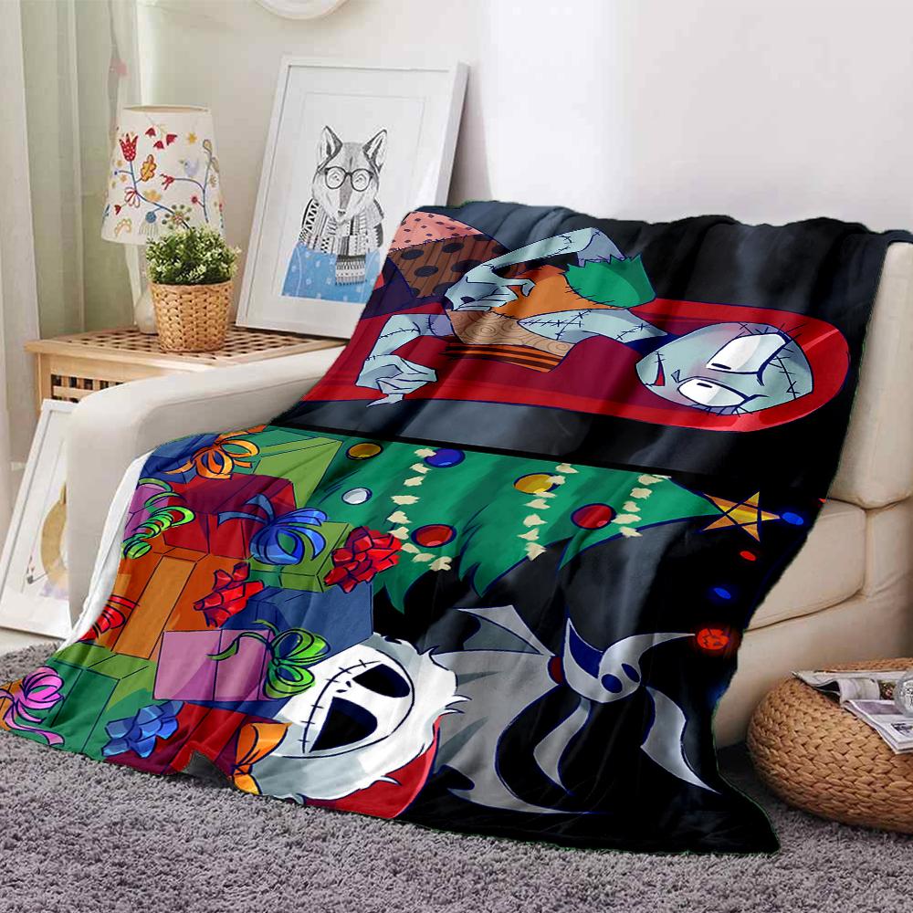 1Pc Christmas Jack Skellington Blanket Soft Throw Blanket For Home Bedroom Bed Sofa Travel Office Solid Christmas Blanket