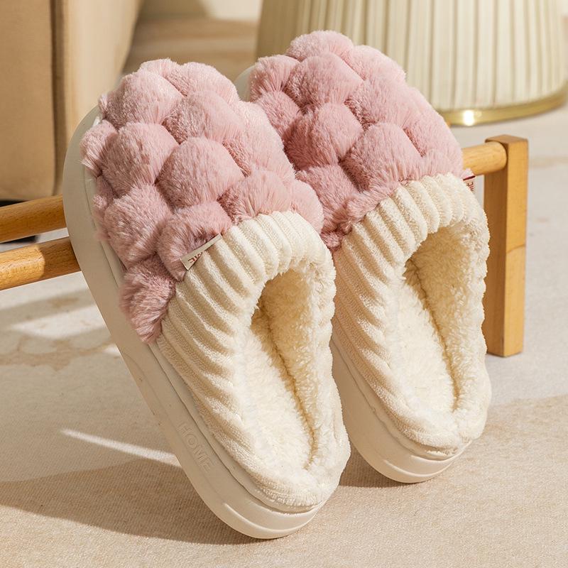 Women's and Men's Non-Slip Plush Cotton Slippers for Spring, Autumn, and Winter