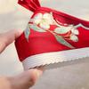Women's New Increased Internal Embroidered Shoes Shallow Ankle Strap String Beach Tassel Cocked Shoes Hanfu Shoes Wedding Shoes