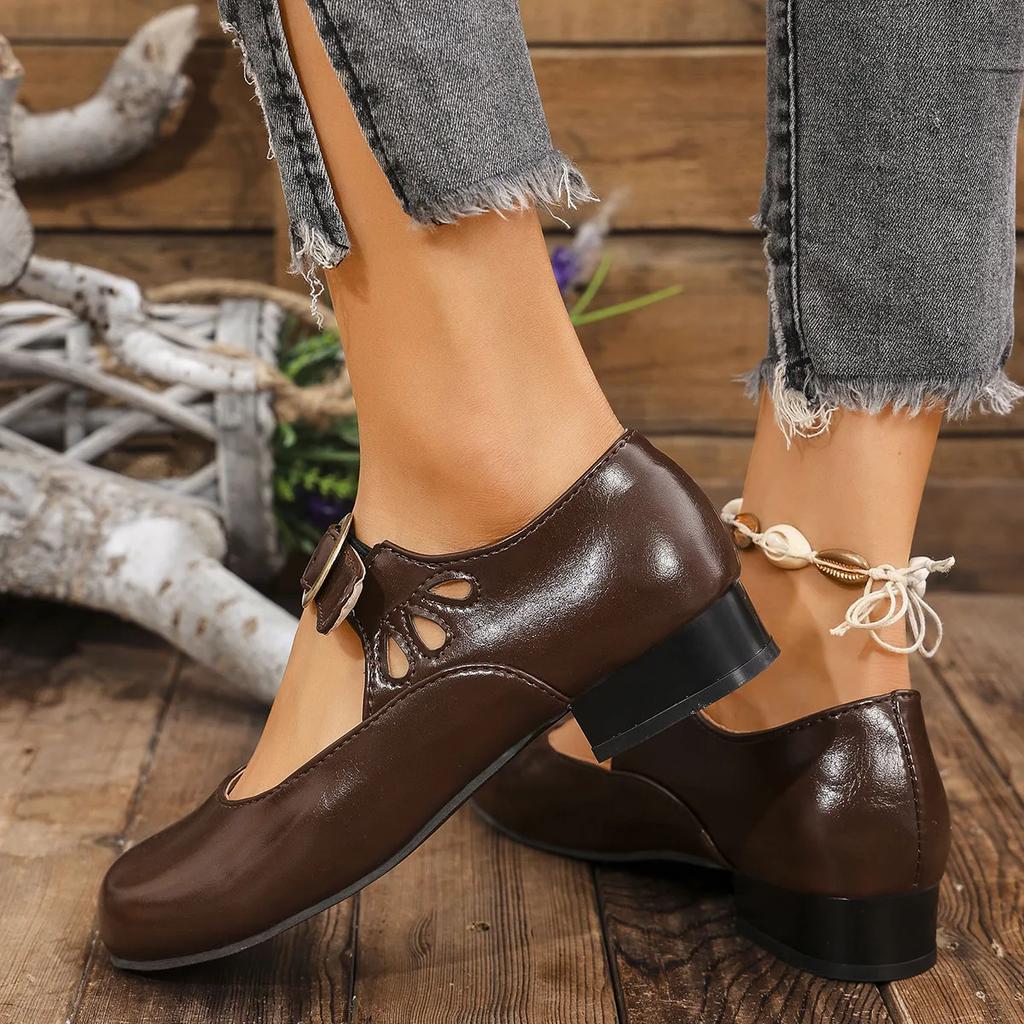 Fashion Casual Buckle Strap Mary Jane Shoes for Women 2024 Spring Summer Comfort Low Heel Pumps Woman Lightweight Soft Sole Dress Shoes