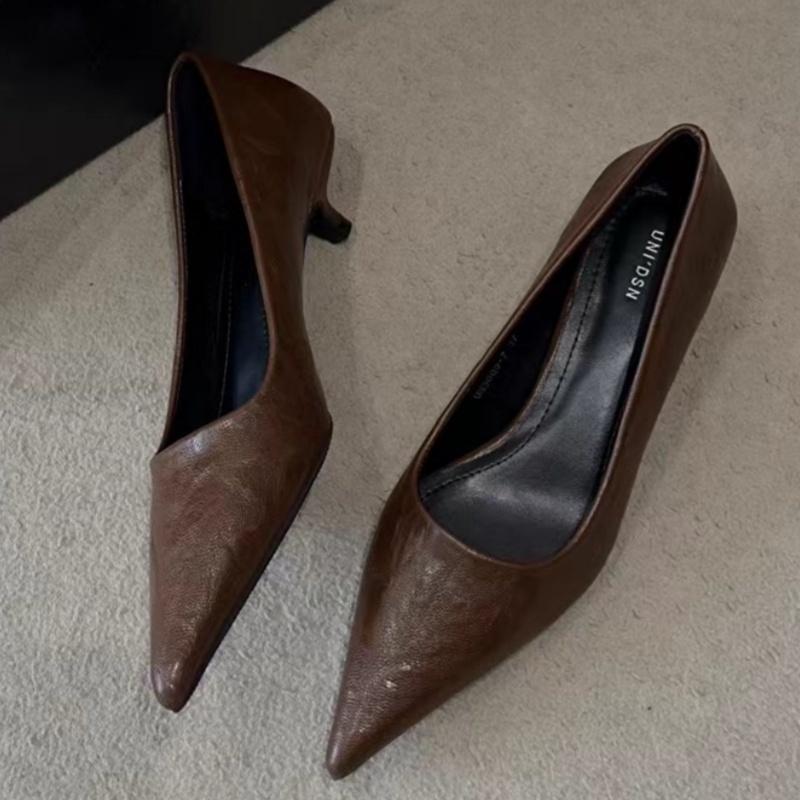 Fashion French Style Temperament Women Pumps 2025 Fashion Pointed Toe Thin Low Heels Shoes Elegant Party Solid Color Soft Women Pumps