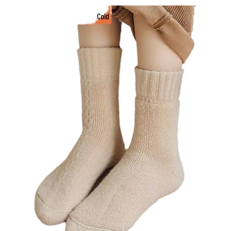 Women's Thickened Plush Mid-Calf Terry Socks - Autumn/Winter Warmth & Cold Protection