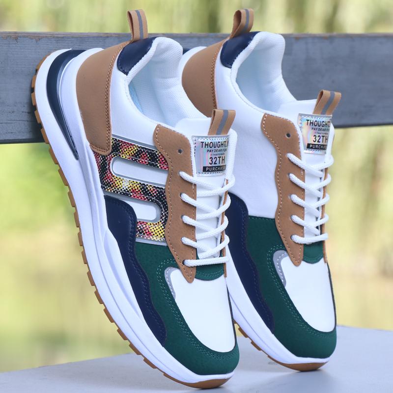 New Waterproof Leather Sneakers Trendy Shoes Lightweight Casual Shoes Soft Sole Non-slip Running Shoes
